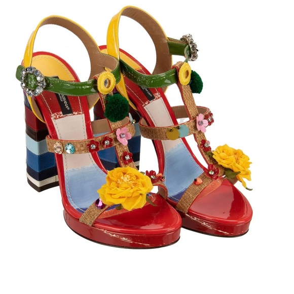 Dolce & Gabbana Shoes - Dolce & Gabbana Red and Yellow Floral Heels